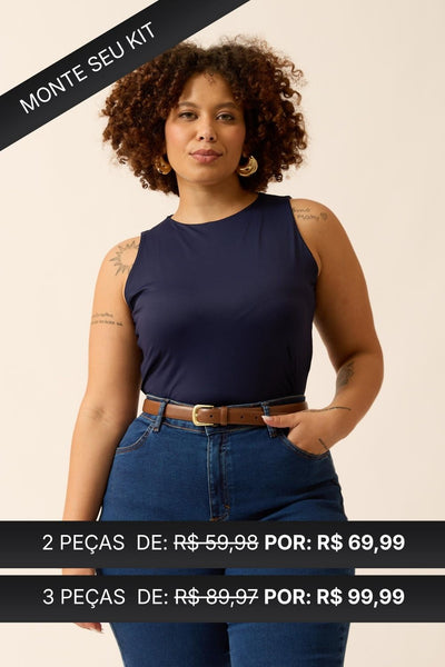 REGATA COM DECOTE REDONDO POLIAMIDA MARINHO