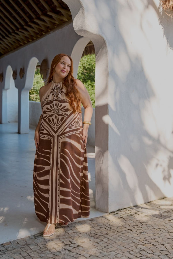 VESTIDO LONGO COM AMARRAÇÃO SAVANA