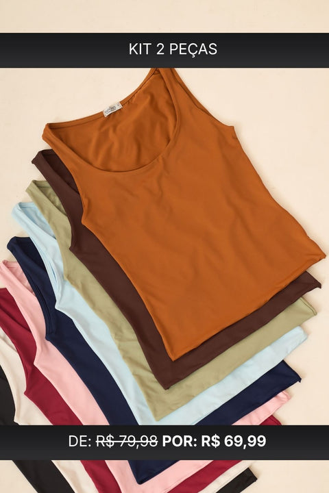 KIT 2 CAMISETAS DECOTE U EM POLIAMIDA