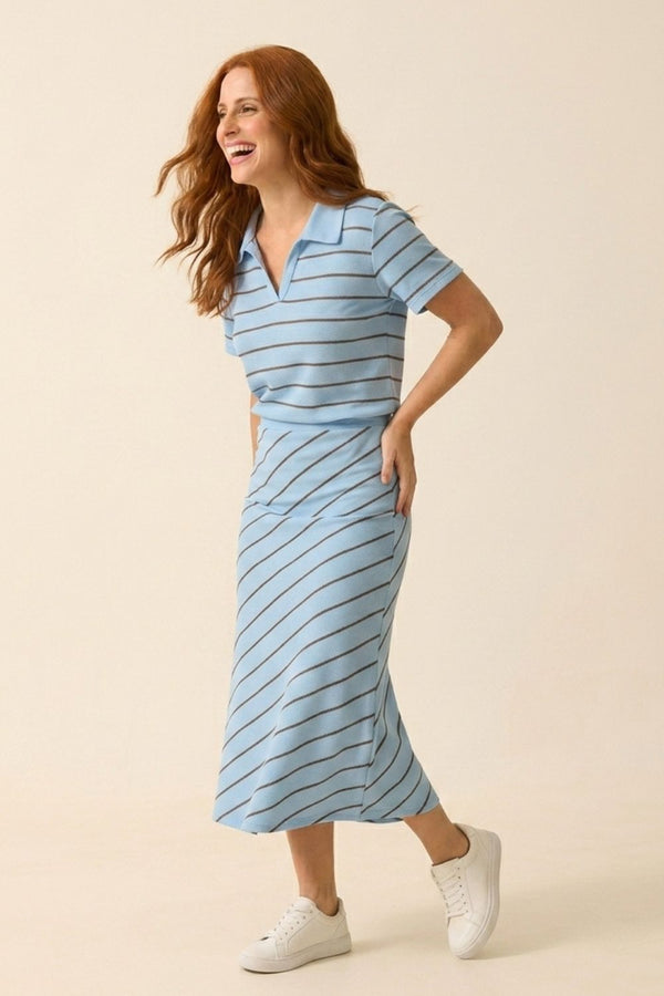 SAIA MIDI COLMEIA LISTRADO AZUL
