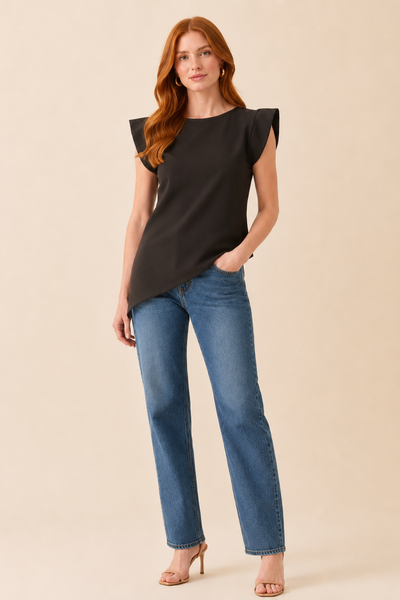 BLUSA ASSIMÉTRICA ALFAIATARIA NY PRETO