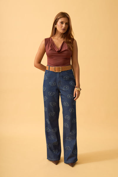 CALCA JEANS RETA JEANS ESCURO