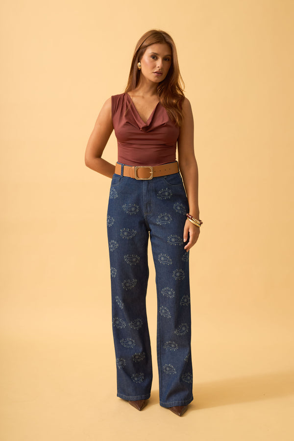 CALCA JEANS RETA JEANS ESCURO