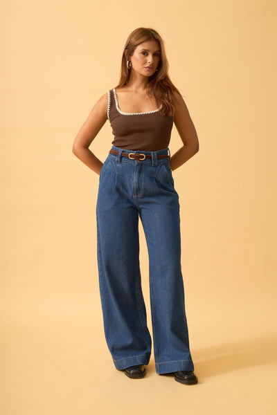 REGATA COM PONTO CROCHE BICOLOR RIBANA MARROM COM OFF