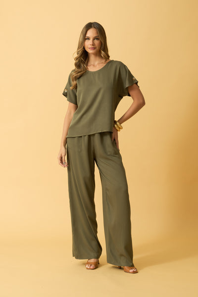 BLUSA MANGA JAPONESA COM BOTOES TWILL OLIVE NIGHT