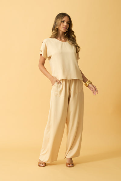 BLUSA MANGA JAPONESA COM BOTOES TWILL AVEIA