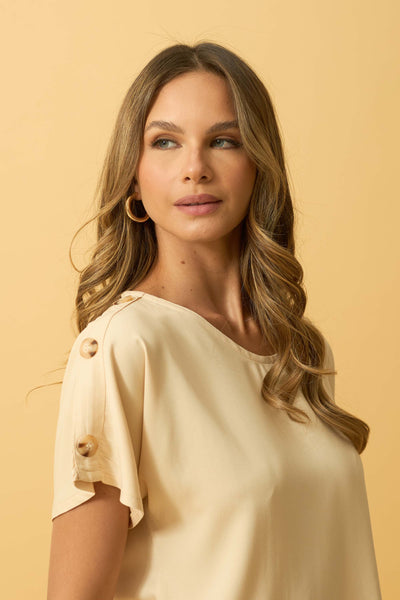 BLUSA MANGA JAPONESA COM BOTOES TWILL AVEIA