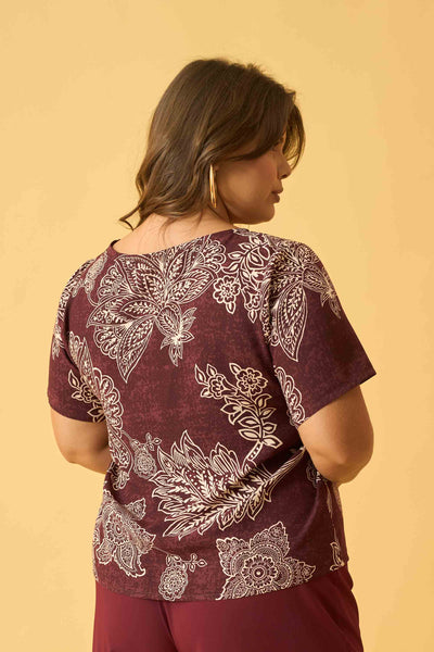 BLUSA BASICA FLOR DE RENDA VINHO