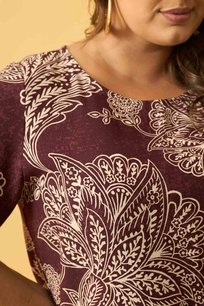 BLUSA BASICA FLOR DE RENDA VINHO