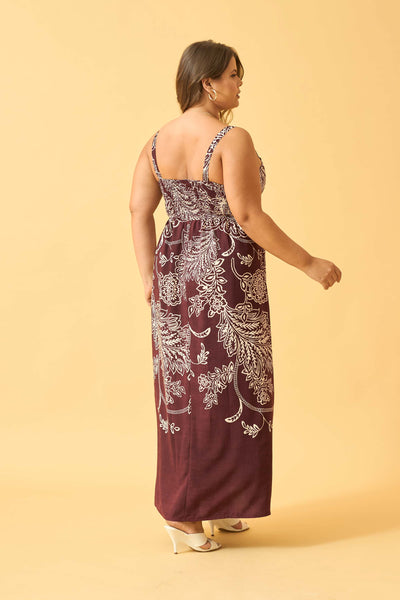 VESTIDO LONGO COM BUSTO RETORCIDO BORDO