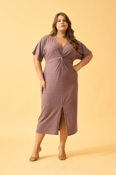 VESTIDO MIDI COM BUSTO RETORCIDO FIGO