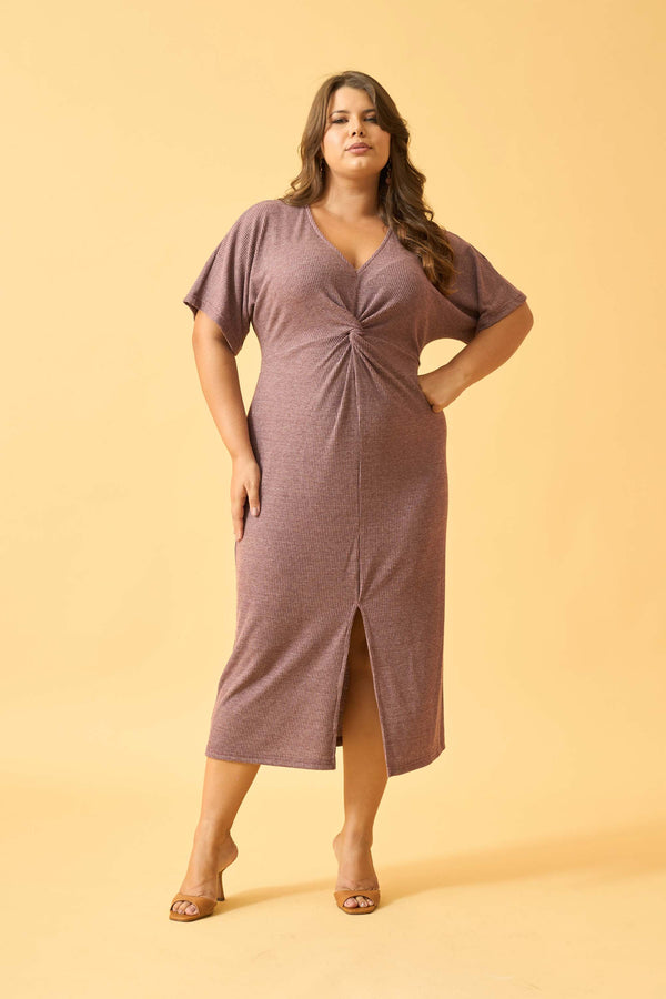 VESTIDO MIDI COM BUSTO RETORCIDO FIGO