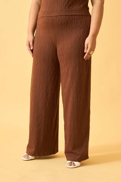 CALÇA RETA JACQUARD TRANÇADO CAPPUCCINO