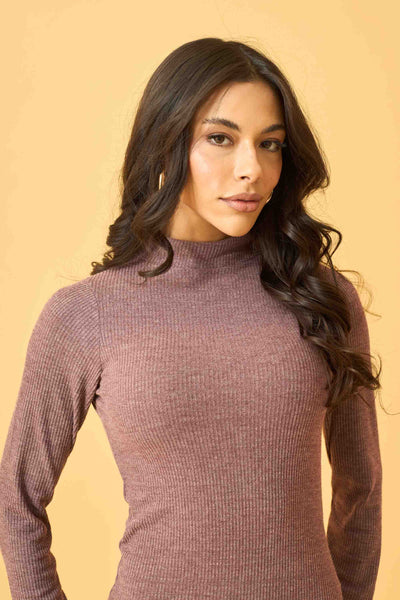 VESTIDO LONGO COM GOLA CANELADO CONFORT FIGO