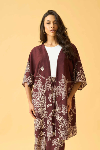 KIMONO COM MANGA CURTA BORDO