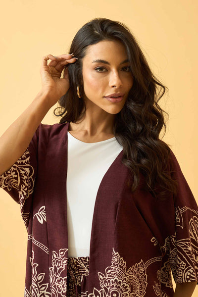 KIMONO COM MANGA CURTA BORDO