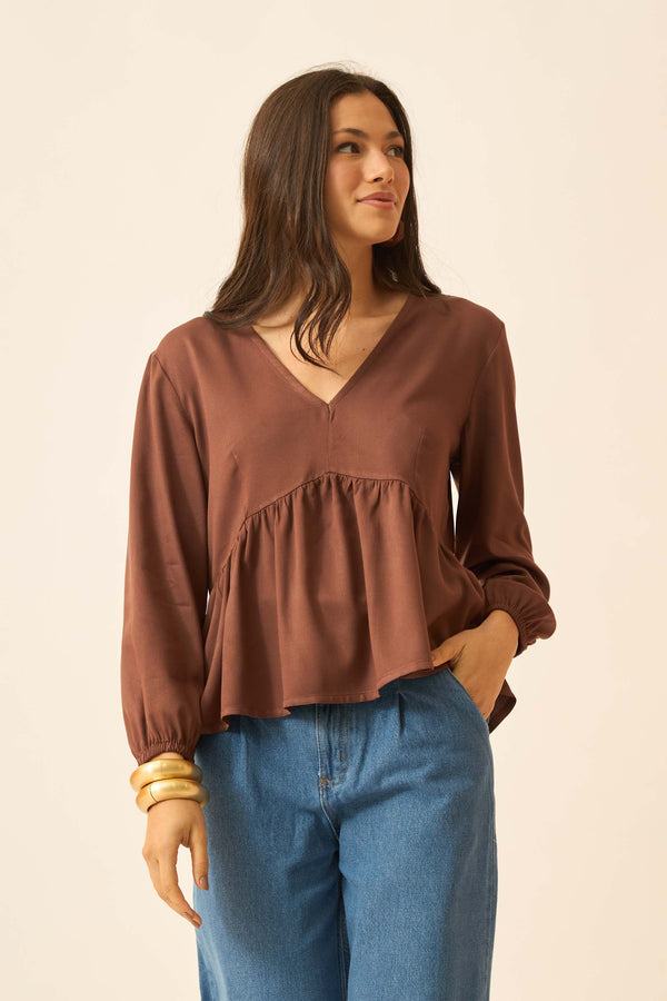 BLUSA COM BABADO CAPPUCCINO