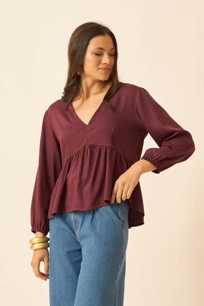 BLUSA COM BABADO ROXO FRUTADO