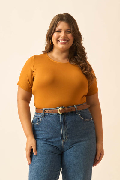 BLUSA COM MANGA CURTA AMARELO TERROSO