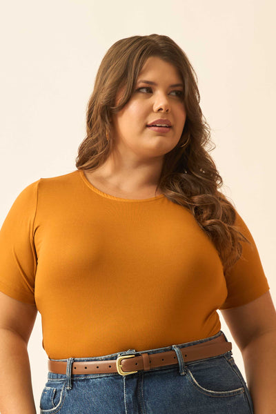 BLUSA COM MANGA CURTA AMARELO TERROSO