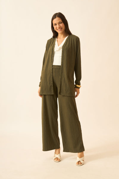 CARDIGAN JACQUARD TRANÇADO OLIVE NIGHT