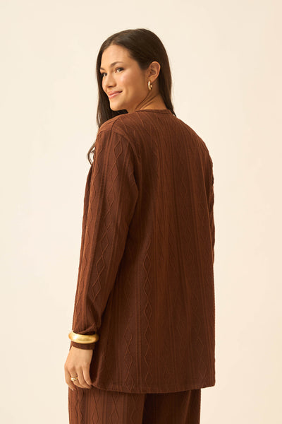 CARDIGAN JACQUARD TRANÇADO CAPPUCCINO