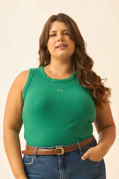 REGATA COM BORDADO RIBANA CANELADA VERDE