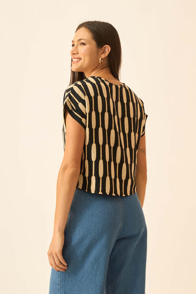BLUSA COM DECOTE V BAMBOO PRETO