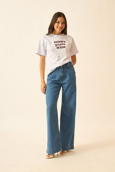 T-SHIRT COM SILK BRANCO