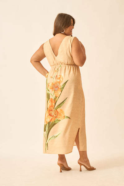 VESTIDO LONGO CROPPED FLOR DE OURO