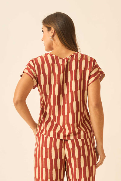 BLUSA COM DECOTE V BAMBOO ARGILA
