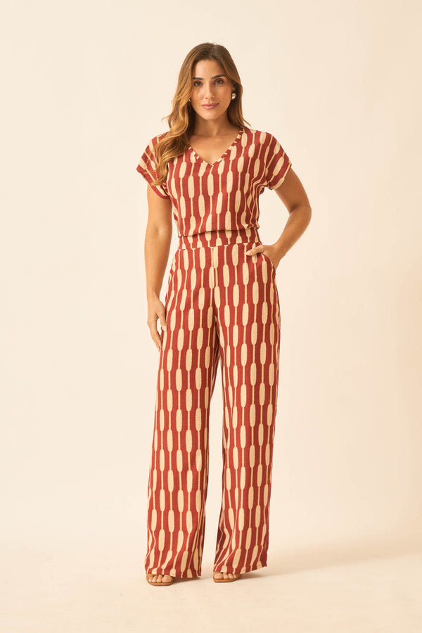 CALÇA RETA COM BOLSO BAMBOO ARGILA