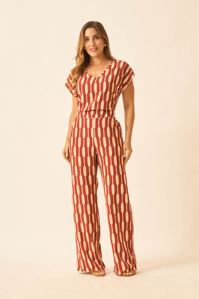 CALÇA RETA COM BOLSO BAMBOO ARGILA