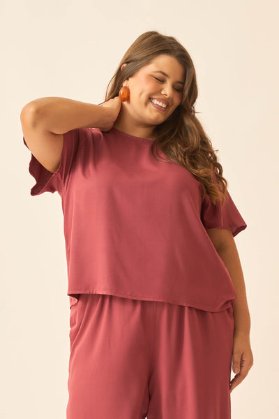 BLUSA COM MANGA GODÊ MARSALA