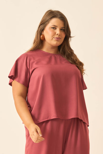 BLUSA COM MANGA GODÊ MARSALA