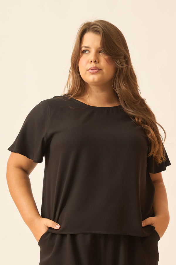BLUSA COM MANGA GODÊ PRETO