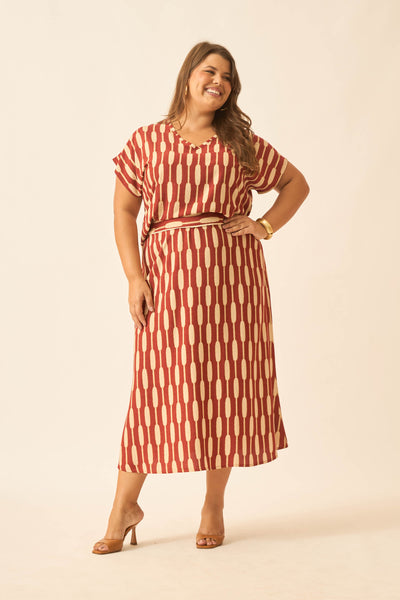 SAIA MIDI COM ELÁSTICO BAMBOO ARGILA