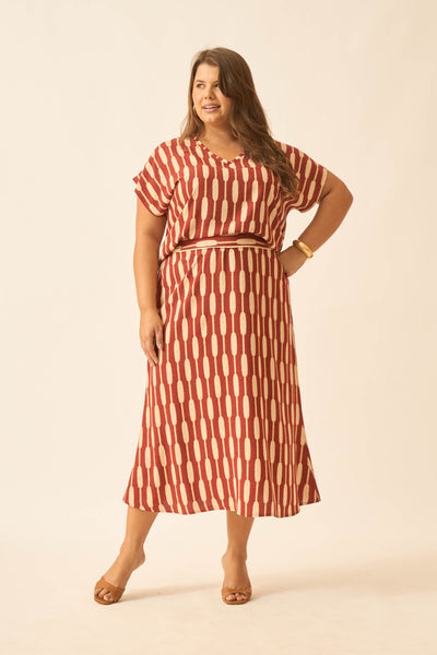 SAIA MIDI COM ELÁSTICO BAMBOO ARGILA