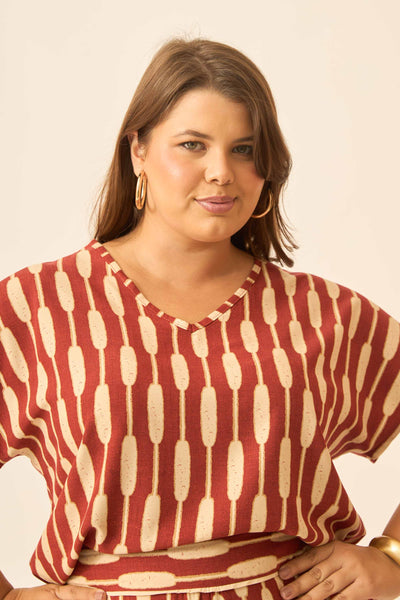 BLUSA COM DECOTE V BAMBOO ARGILA