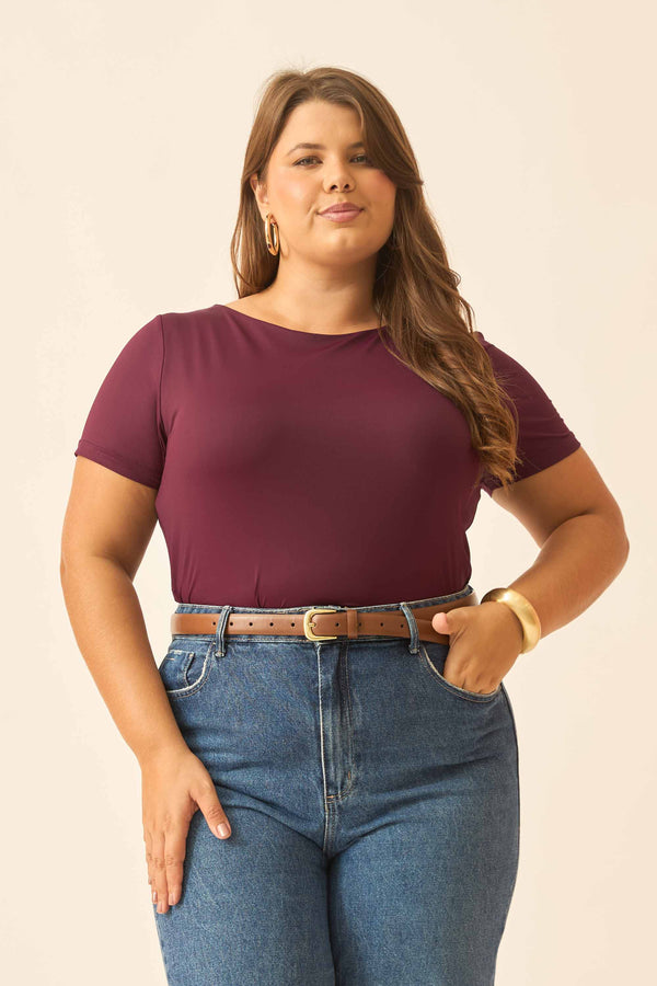 BLUSA COM DECOTE REDONDO POLIAMIDA FIGO