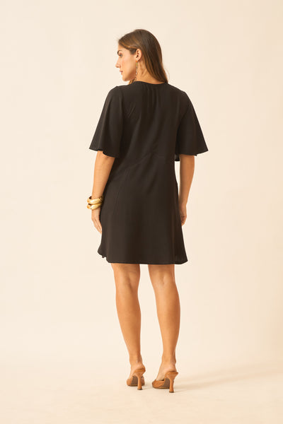 VESTIDO CURTO COM DECOTE V PRETO