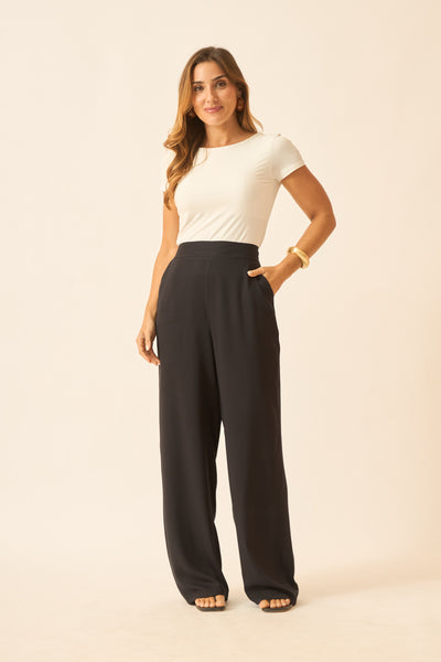 BLUSA COM DECOTE REDONDO POLIAMIDA OFF-WHITE