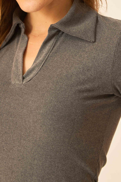 BLUSA POLO CANELADO TURCO GRAFITE
