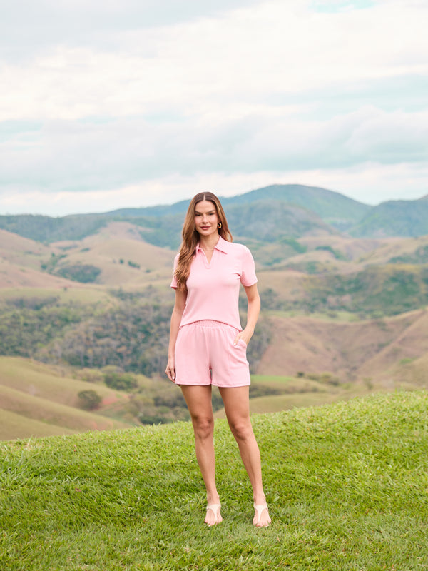 SHORT COM BOLSO MODAL GENEBRA ROSA BALLET
