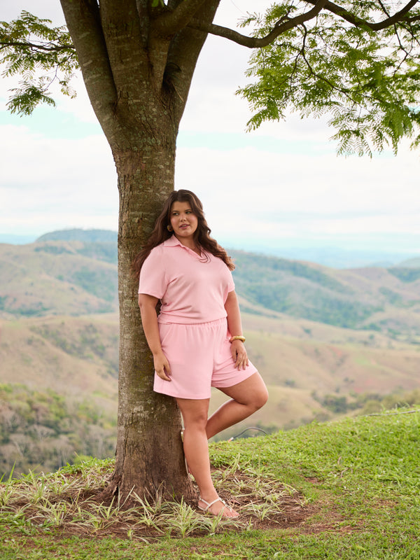SHORT COM BOLSO MODAL GENEBRA ROSA BALLET
