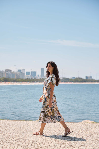 VESTIDO MIDI COM BABADO JARDIM DE IPANEMA