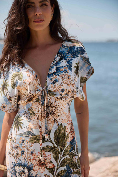 VESTIDO MIDI COM BABADO JARDIM DE IPANEMA