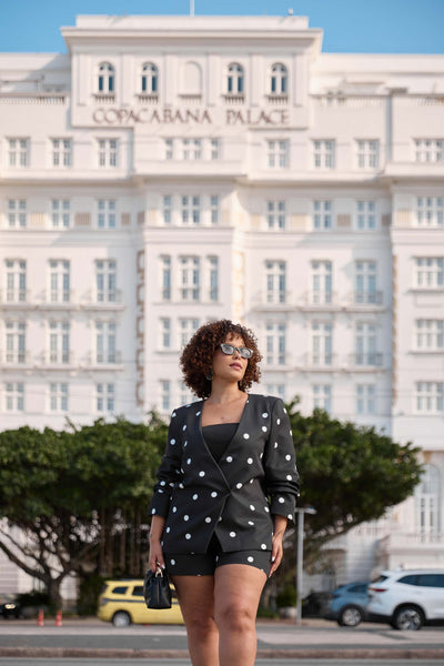 BLAZER MAYA PLUS POÁ PRETO E BRANCO