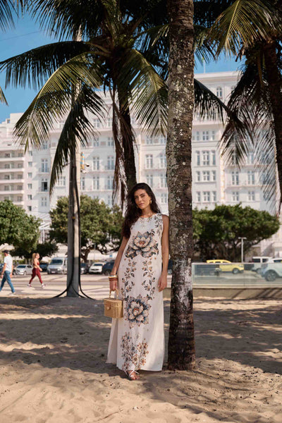 VESTIDO LONGO REGATA FLOR DE AREIA