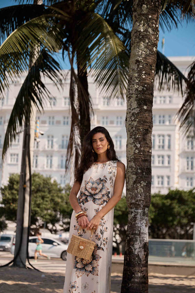 VESTIDO LONGO REGATA FLOR DE AREIA